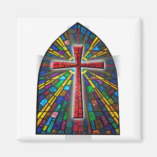 Aimant Croix en verre tendu (Devant)