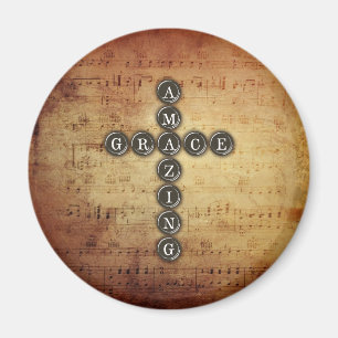 Aimant Croix extraordinaire de grâce sur la feuille de