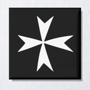 Aimant Croix maltaise blanche et drapeau maltais /symbole