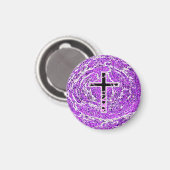 AIMANT CROIX NOIRE ET ROSE AVEC ARRIÈRE - PLAN VIOLET (Recto/Verso)