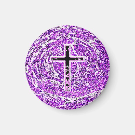 AIMANT CROIX NOIRE ET ROSE AVEC ARRIÈRE - PLAN VIOLET (Devant)