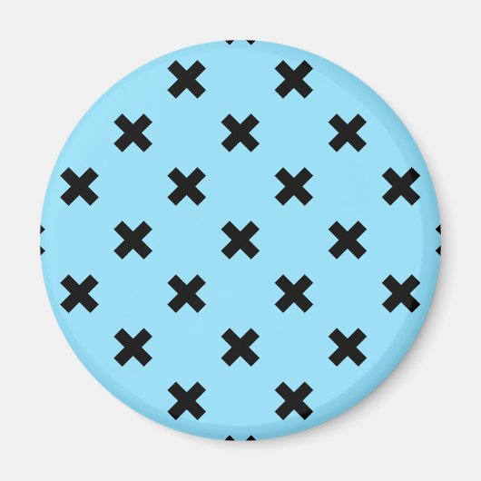 Aimant Croix noire sur le bleu bébé (Devant)