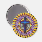 AIMANT CROIX RÉTRO COLORÉE (Recto/Verso)