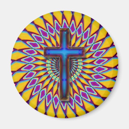 AIMANT CROIX RÉTRO COLORÉE (Devant)