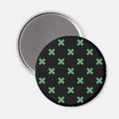 Aimant Croix verte coutures sur noir (Recto/Verso)