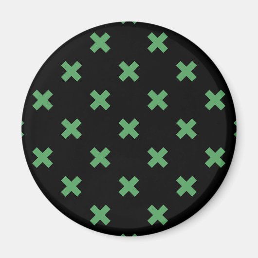 Aimant Croix verte coutures sur noir (Devant)