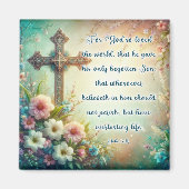 Aimant Croix vintage Bible Verse Floral Pâques (Devant)