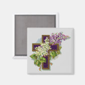 Aimant Croix Violette Et Fleurs (Recto/Verso)