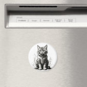 Aimant Croquis au crayon de chat mignon (In Situ (Lave-vaisselle))