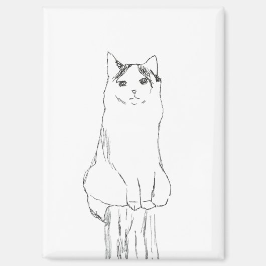 Aimant Croquis de chat mignon moderne (Recto)