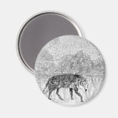 Aimant Croquis de loup animal sauvage (Recto/Verso)