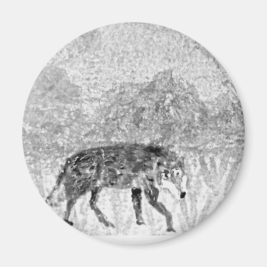 Aimant Croquis de loup animal sauvage (Devant)