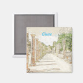 Aimant Croquis de ruines en Olympia antique, Elis, Grèce (Recto/Verso)