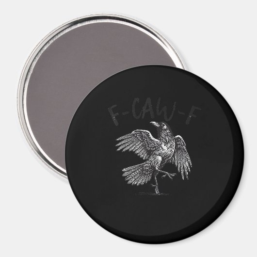 Aimant Crow, F-Caw-F Funny Bird Retro Graphic (Recto/Verso)
