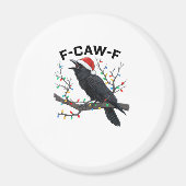 Aimant Crow F-Caw-F Funny Retro Christmas Lights Santa Ha (Devant)