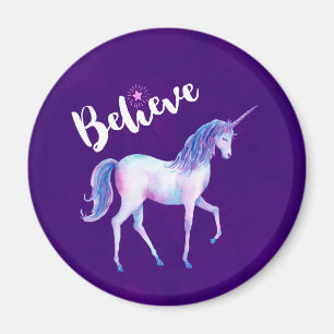 Aimant Croyez avec Unicorn dans les aquarelles pastel