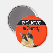 Aimant Croyez en votre confiance Citation Orange Kitty (Recto/Verso)