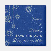 Aimant Crystal flocons de neige mariage bleu Enregistrer  (Devant)