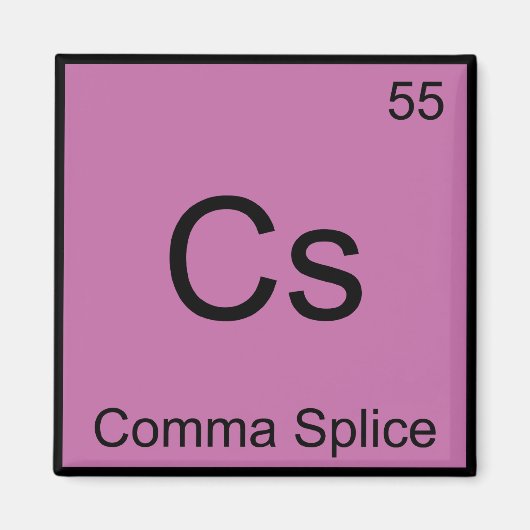 Aimant Cs - Épissage de virgule Symbole d'élément de chim (Devant)