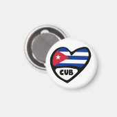Aimant Cuba Code du pays Coeur du drapeau, CUB (Recto/Verso)