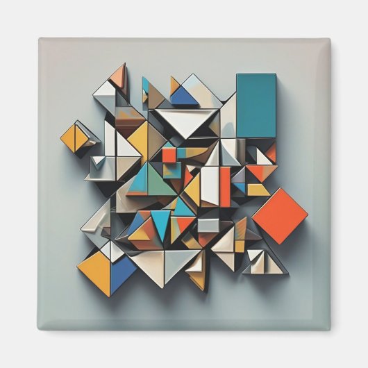 Aimant Cubisme Art Abstrait coloré Dynamique Unique (Devant)