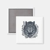 Aimant Cubisme tribal de loup (Recto/Verso)