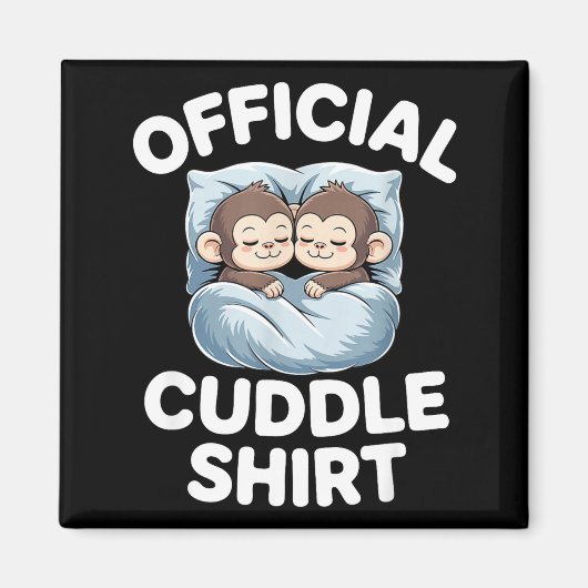 Aimant Cuddle Shirt Cute Sleepy Monkey Couple  (Devant)
