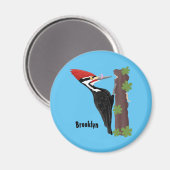 Aimant Cue drôle Pileated woodpecker dessin d'illustratio (Recto/Verso)