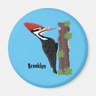Aimant Cue drôle Pileated woodpecker dessin d'illustratio