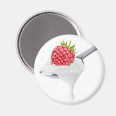 Aimant Cuillère de yaourt de framboise (Recto/Verso)