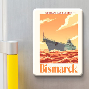 Aimant Cuirassé allemand Bismarck - Affiche Navale Vintag