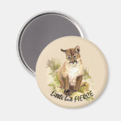 Aimant Cuire Cougar Mountain Lion Chat Kitten FIERCE QUOT (Recto/Verso)