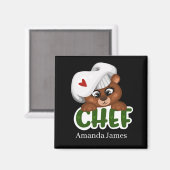 Aimant Cuisine chef ours ajouter le nom (Recto/Verso)