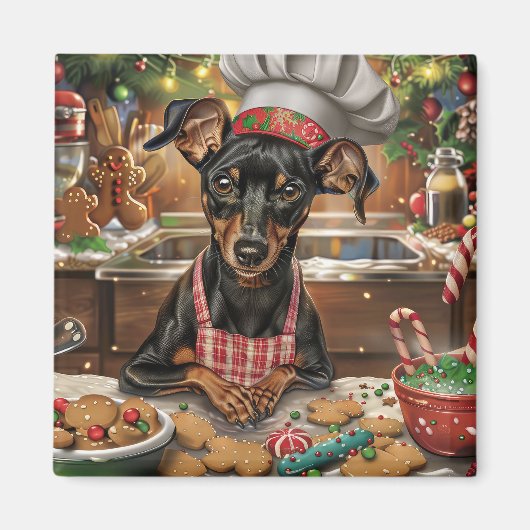 Aimant Cuisine de vacances allemande Pinscher : Noël fest (Devant)