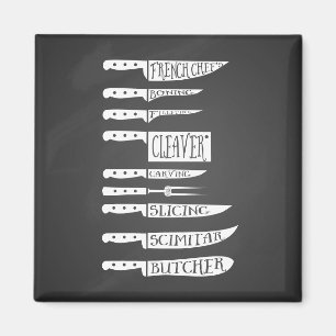 Aimant cuisinier cuisinier cuisinier couteaux de recette