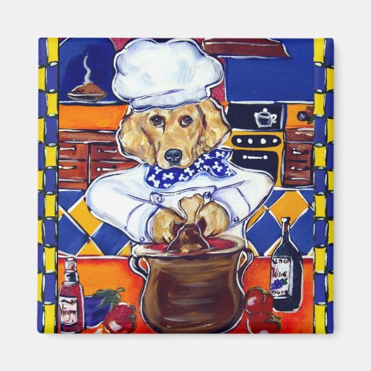 Aimant Cuisinier Golden Retriever (Devant)