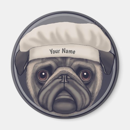 Aimant Cuisinier Pug (Devant)