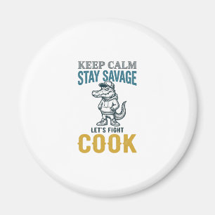 Aimant Cuisinier Sauvage Alligator Gravure Vintage Graphi