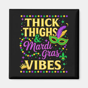 Aimant Cuisses Épaisses Vibes Mardi Gras Masque Fleur De