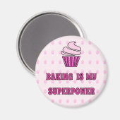 Aimant Cuisson de cupcakes roses superpuissance (Recto/Verso)
