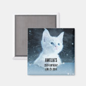 Aimant Cuite Kitten blanc avec de beaux yeux bleus (Recto/Verso)