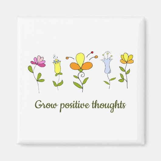 Aimant Cultiver des pensées positives fleurs (Devant)