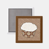 Aimant Cupcake à la noix de coco, Arrière - plan japonais (Recto/Verso)