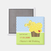 Aimant Cupcake à papillon jaune Fun Fun pour enfants fête (Recto/Verso)