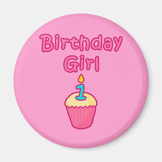 Aimant Cupcake Anniversaire Fille 1 (Devant)