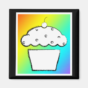 Aimant cupcake arc-en-ciel