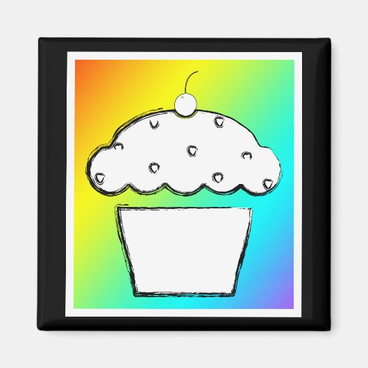 Aimant cupcake arc-en-ciel (Devant)