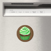 Aimant Cupcake au chocolat avec glaçage à la menthe (In Situ (Lave-vaisselle))