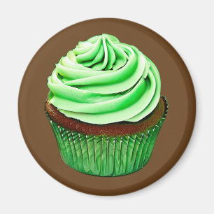 Aimant Cupcake au chocolat avec glaçage à la menthe