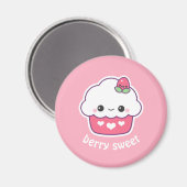 Aimant Cupcake aux fraises de Kawaii (Recto/Verso)